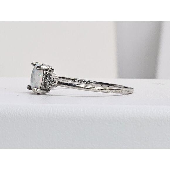 925 Sterling Silver Rings (2) Pink CZ Halo Size 9 - & Faux Opal & CZ Size 9.25 - Picture 9 of 13